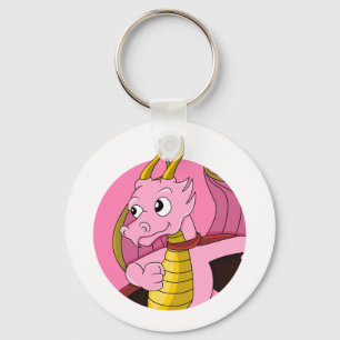 Porte-clés Caricature de dragon rose