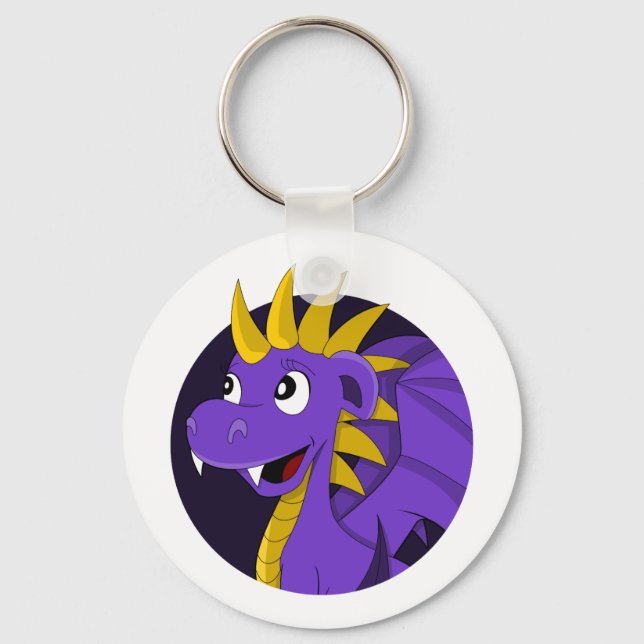Porte-clés Caricature de dragon violet (Recto)