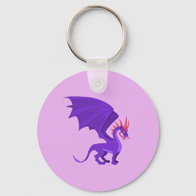 Porte-clés Caricature de dragon violet (Recto)