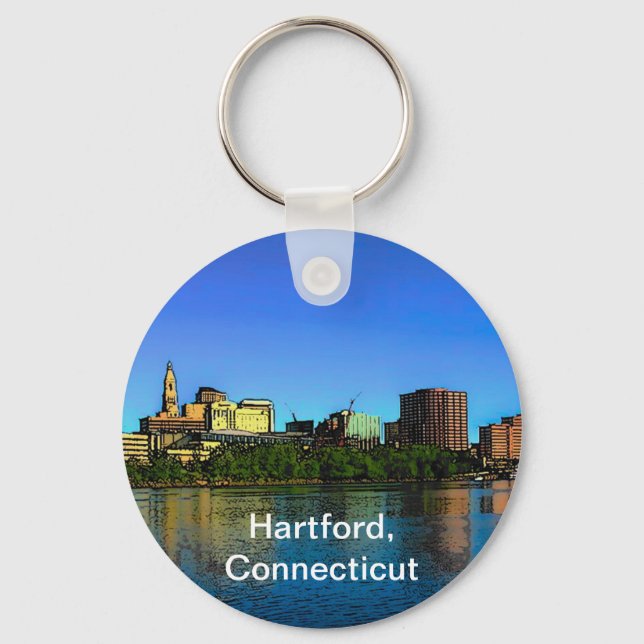 Porte-clés Caricature de Hartford Connecticut Skyline (Recto)