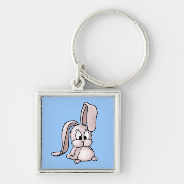 Porte-clés Caricature de lapin rose mignon (Devant)