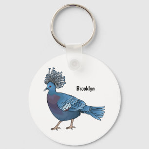 Porte-clés Caricature de l'oiseau pigeon couronné Victoria