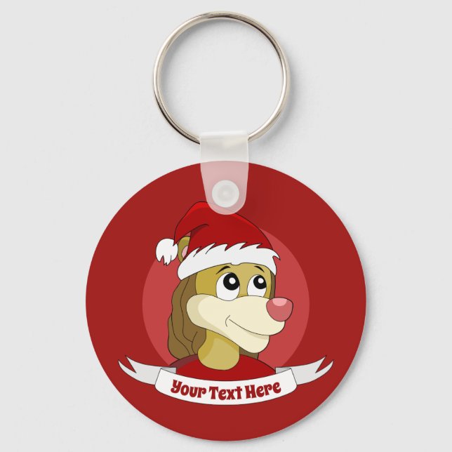 Porte-clés Caricature de Noël avec un mignon porte - clé lion (Recto)