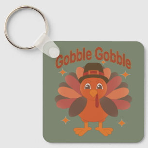Porte-clés Caricature de Turquie Thanksgiving - "Gobble Gobbl