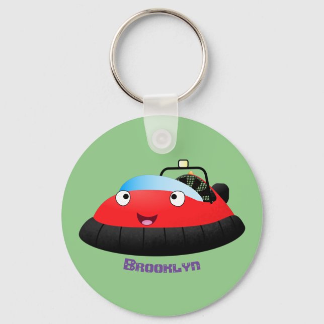 Porte-clés Caricature d'hovercraft rouge joyeux (Recto)