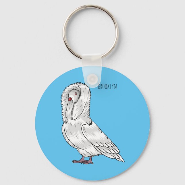 Porte-clés Caricature d'oiseau pigeon Jacobin (Recto)