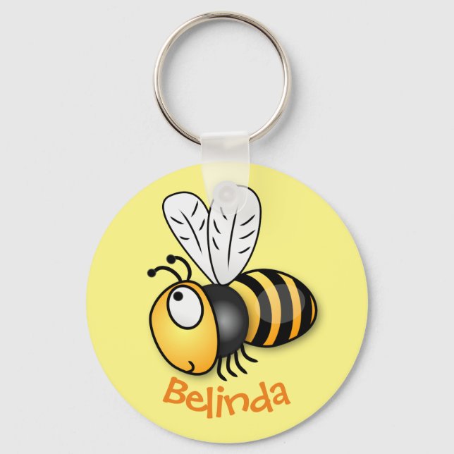 Porte-clés Caricature en jaune d'abeille volante mignonne (Recto)