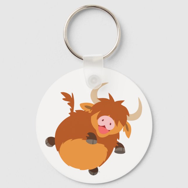 Porte-clés Caricature flottante mignonne Highland Cow Porte - (Recto)