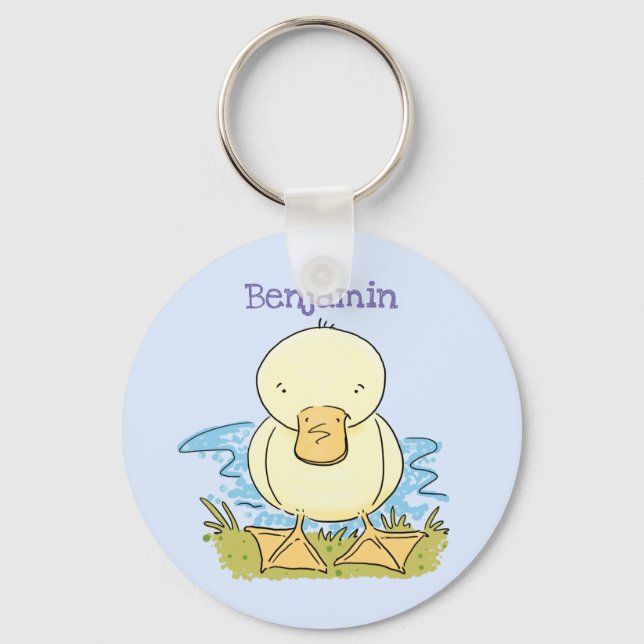 Porte-clés Caricature jaune mignon pour canard bébé (Recto)