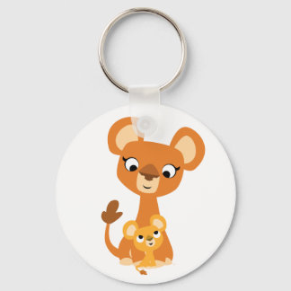 Porte-clés Caricature mignonne Mère Lion et Cub