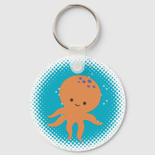 Porte-clés Caricature octopus mignon Océan Bleu