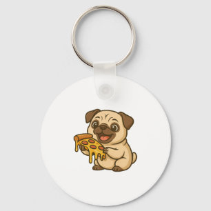 Porte-clés Caricature pour chien mignon carlin amateur de piz