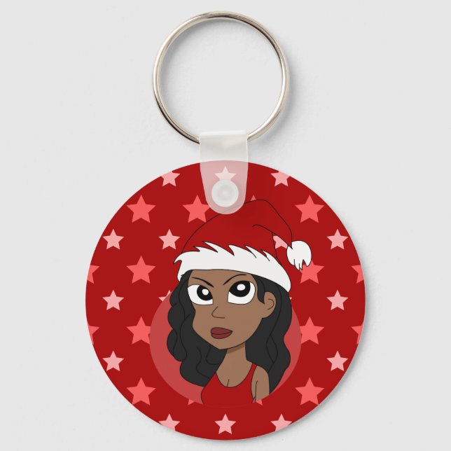 Porte-clés Caricature pour fille de Noël (Recto)