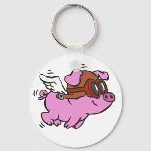 Porte-clés Caricature volante de cochon rose   choisir la cou