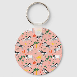 Porte-clés Caricature Zebras Funny Motif sans couture