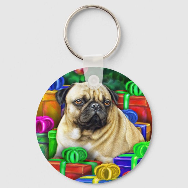 Porte-clés Carlin chinois Noël Open Cadeaux MAINTENANT (Recto)