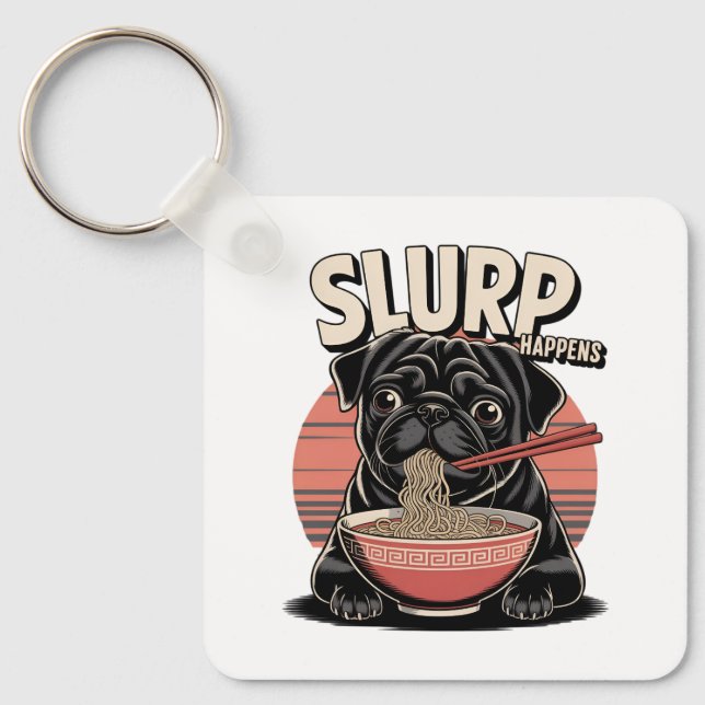 Porte-clés Carlin Manger Ramen Drôle Slurp arrive (Recto)