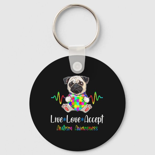 Porte-clés Carlin Puzzle Pièce Live Love Accepter Sensibilisa (Recto)