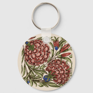 Porte-clés Carnation Tile Fleur Art antique