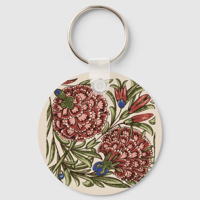 Porte-clés Carnation Tile Fleur Art antique (Recto)