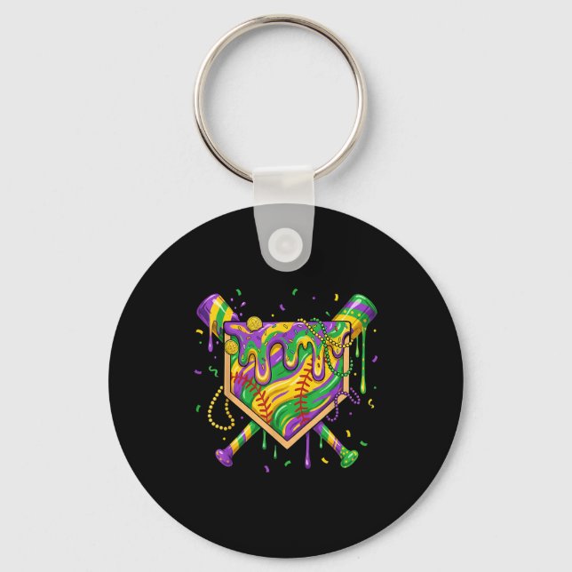 Porte-clés Carnaval de Mardi Gras de baseball Plaque de base  (Recto)