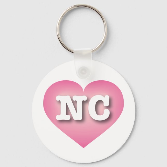 Porte-clés Carolina du Nord Coeur rose Fade - J'aime NC (Recto)