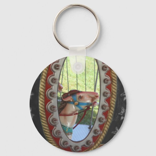 Porte-clés Carousel Horse In Mirror Black White (Recto)