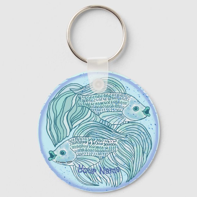 Porte-clés Carpe Koi Bleue  (Recto)