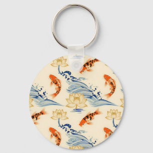 Porte-clés Carpe Koï et motif sans couture de lotus