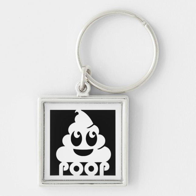 Porte-clés Carré d'Emoji Poo (Devant)