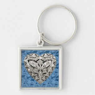 Porte-clés Carré Elegant Designer Diamond Heart Keychain
