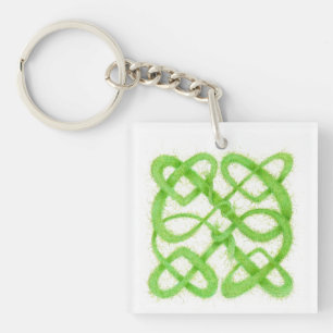 Porte-clés carré en acrylique GREEN CELTIC KNOT