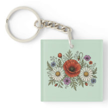 Porte-clés carré en acrylique "Soyez une fleur sau