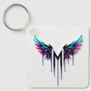Porte-clés carré M en ailes colorées