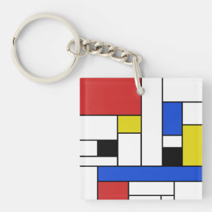 Porte-clés carré Mondrian Lines (recto-verso)