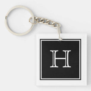 Porte-clés Carré noir Porte - clé acrylique monogramme