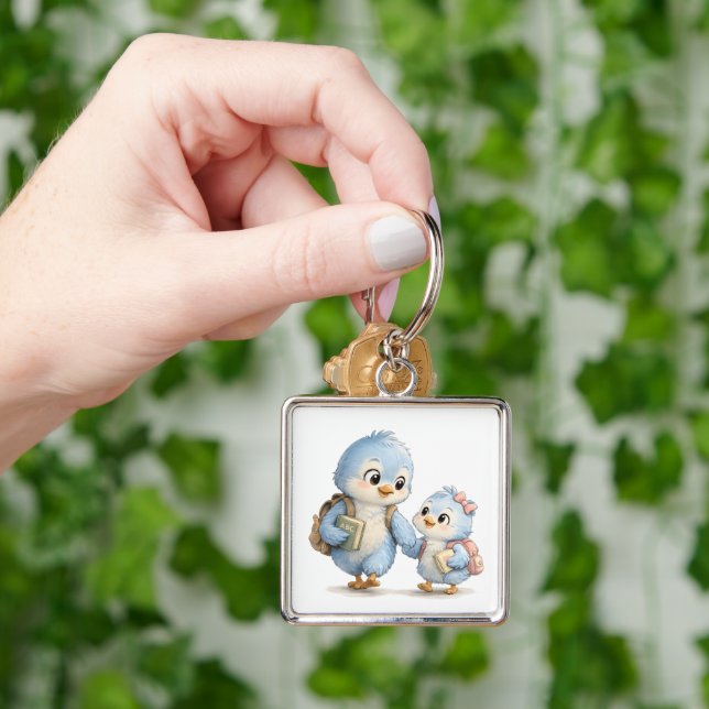 Porte-clés carré Petits Oiseaux Mignons Frères et  (main)