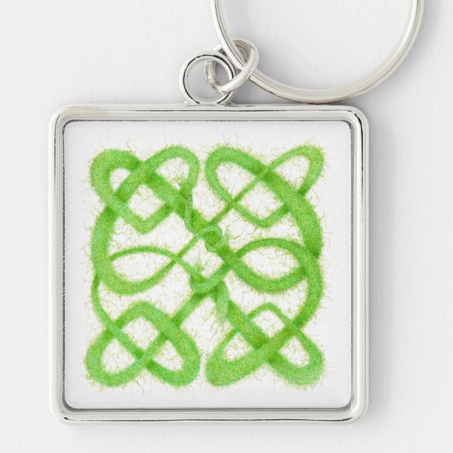 Porte-clés carré Premium GREEN CELTIC KNOT (Devant)