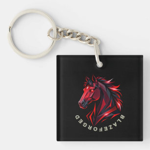 Porte-clés carré Rouge Cheval BlazeForge