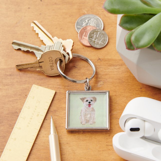 Porte-clés carré Sweet Morkie (Bureau)