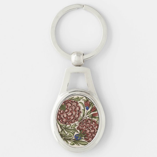 Porte-clés Carreau de fleur d'œillet Art antique rustique De  (Devant)