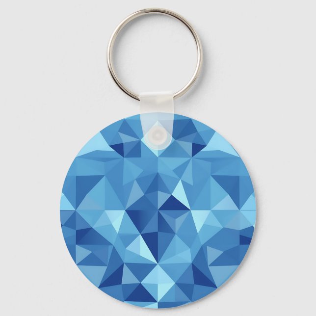Porte-clés Carreau de mosaïque géométrique bleu motif (Recto)