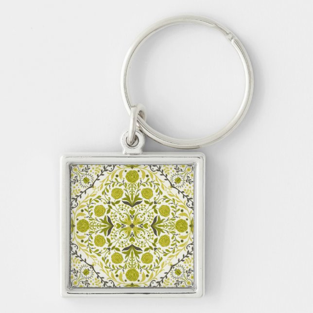 Porte-clés Carreaux de fleurs en vert (Devant)