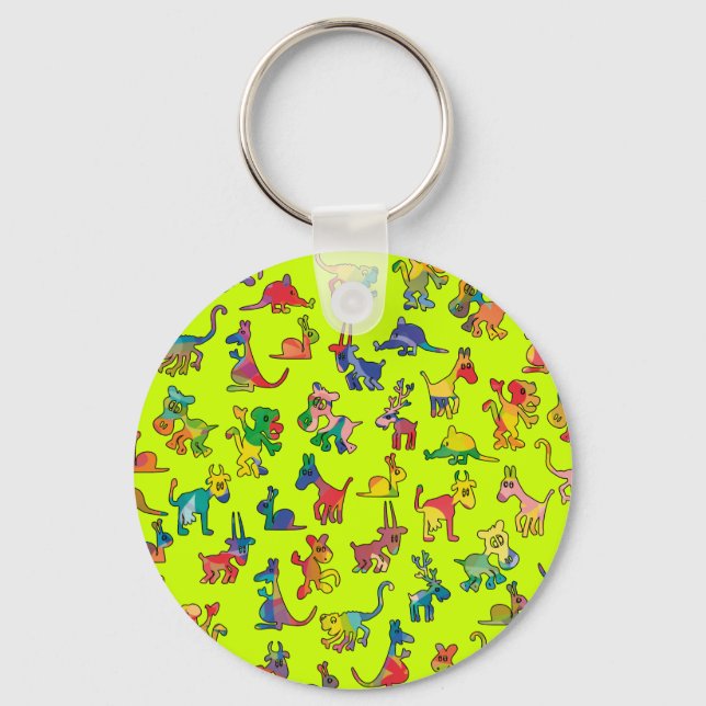 Porte-clés Carreaux de Motif Animaux Abstraits (Recto)