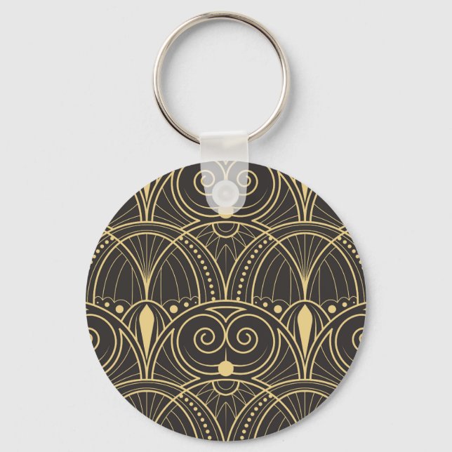 Porte-clés Carreaux géométriques Art Déco Luxe. (Recto)