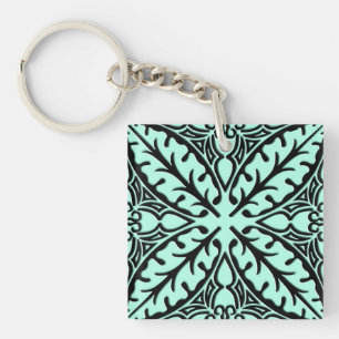Porte-clés Carreaux marocains - bleu aqua et noir
