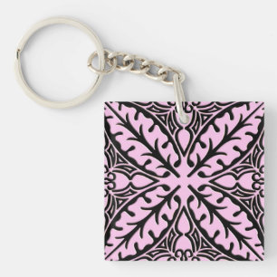 Porte-clés Carreaux marocains - rose glace et noir