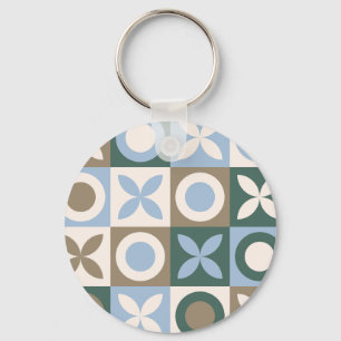 Porte-clés Carreaux Mosaïques Géométriques Bleus et Marrons