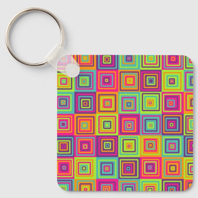 Porte-clés Carrés géométriques colorés (Recto)
