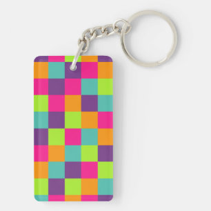 Porte-clés Carrés géométriques colorés